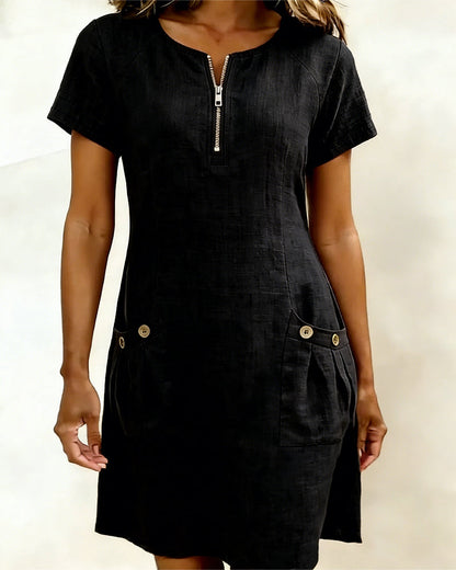 LINEN ZIP DRESS