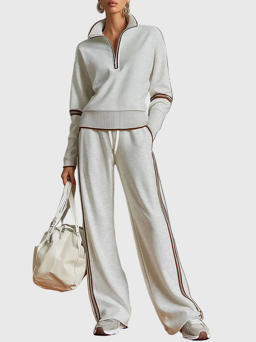 Minrada - Blouse & Wide Pleat Pant Set