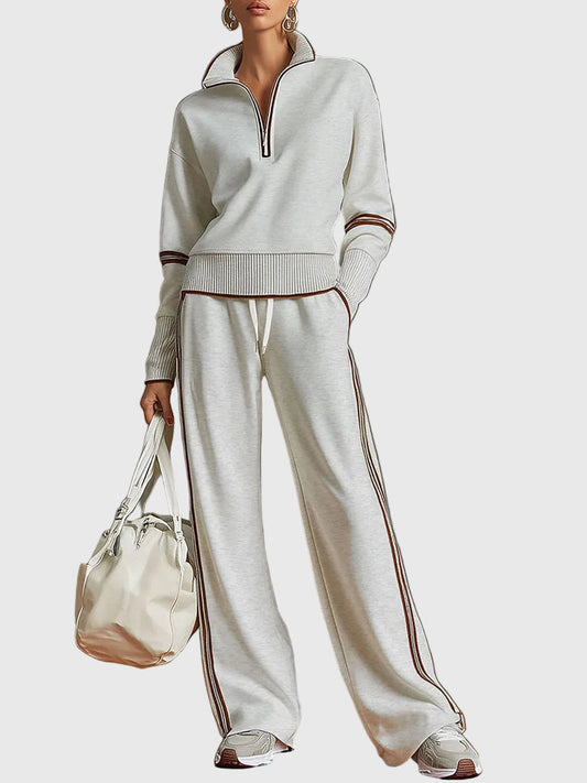 Minrada - Blouse & Wide Pleat Pant Set
