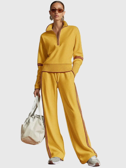 Minrada - Blouse & Wide Pleat Pant Set