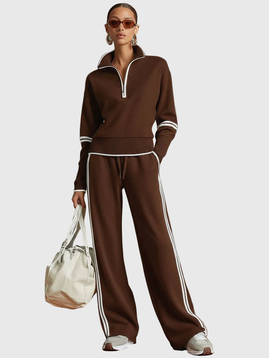 Minrada - Blouse & Wide Pleat Pant Set