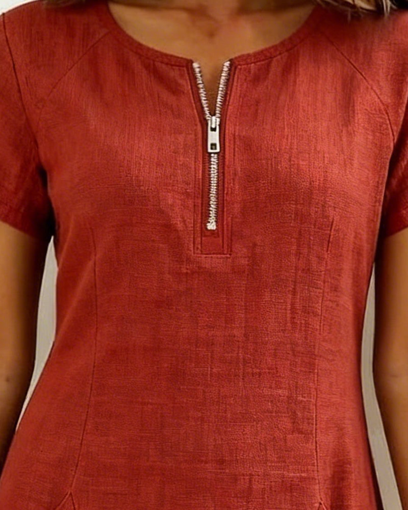 LINEN ZIP DRESS