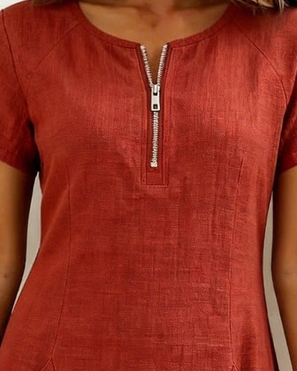 LINEN ZIP DRESS