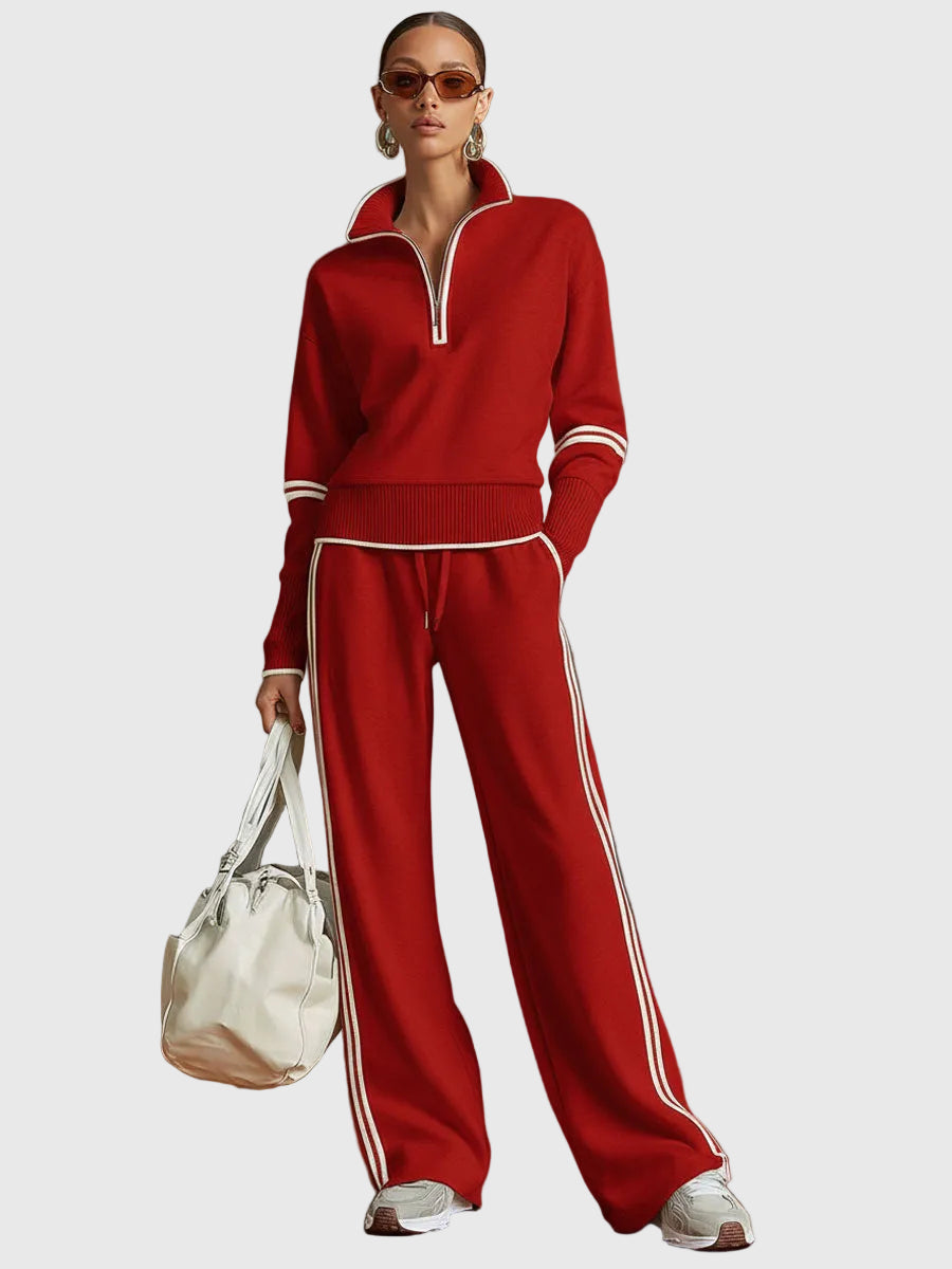 Minrada - Blouse & Wide Pleat Pant Set