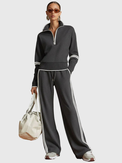 Minrada - Blouse & Wide Pleat Pant Set