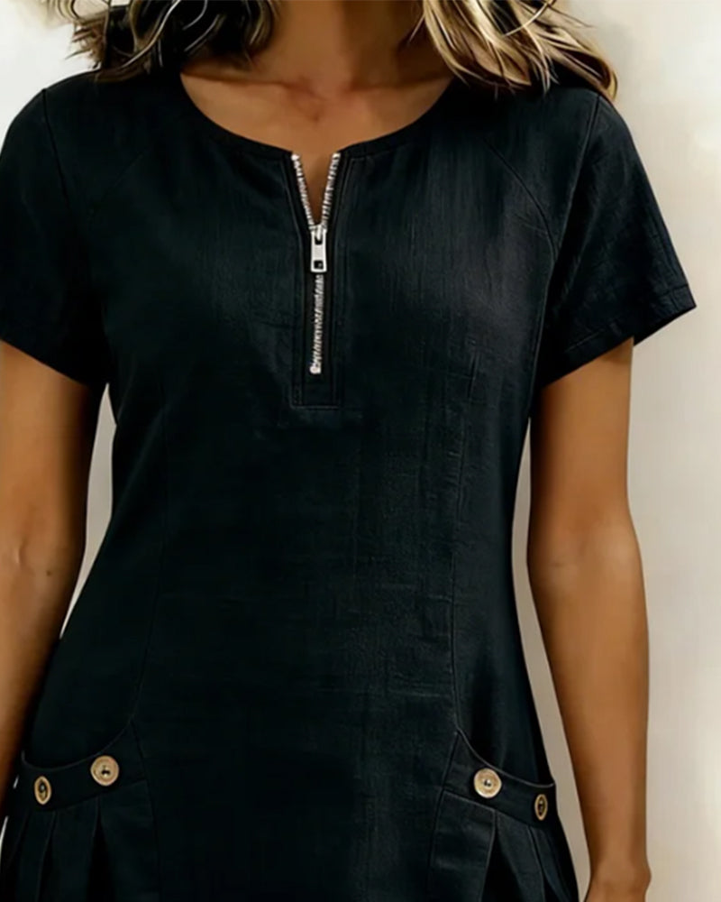 LINEN ZIP DRESS