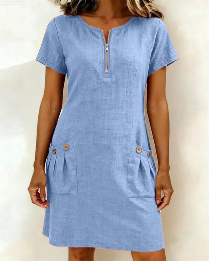 LINEN ZIP DRESS