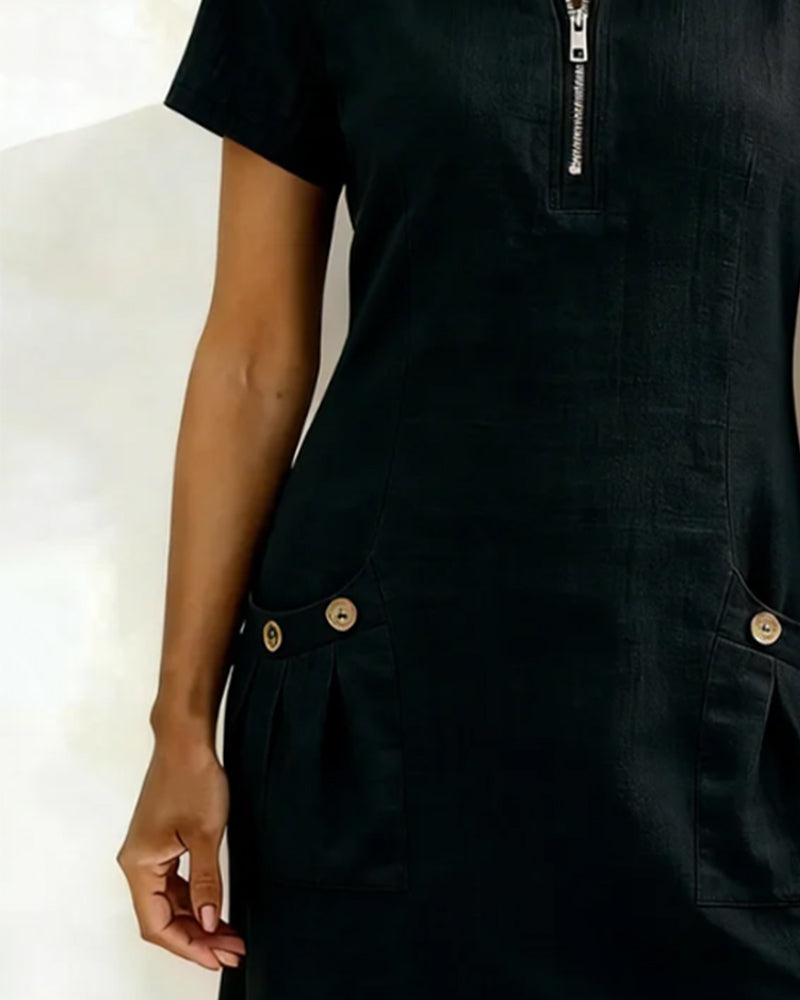 LINEN ZIP DRESS