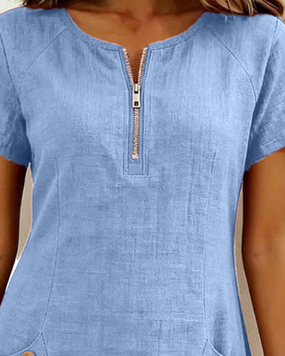 LINEN ZIP DRESS