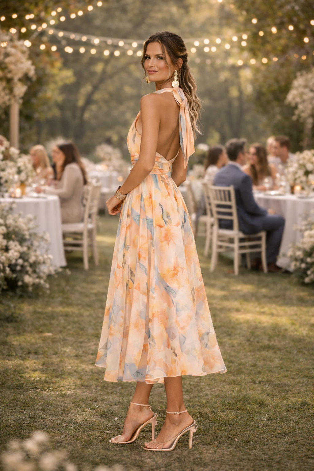 Esther | Halter Neck Watercolour Print Dress
