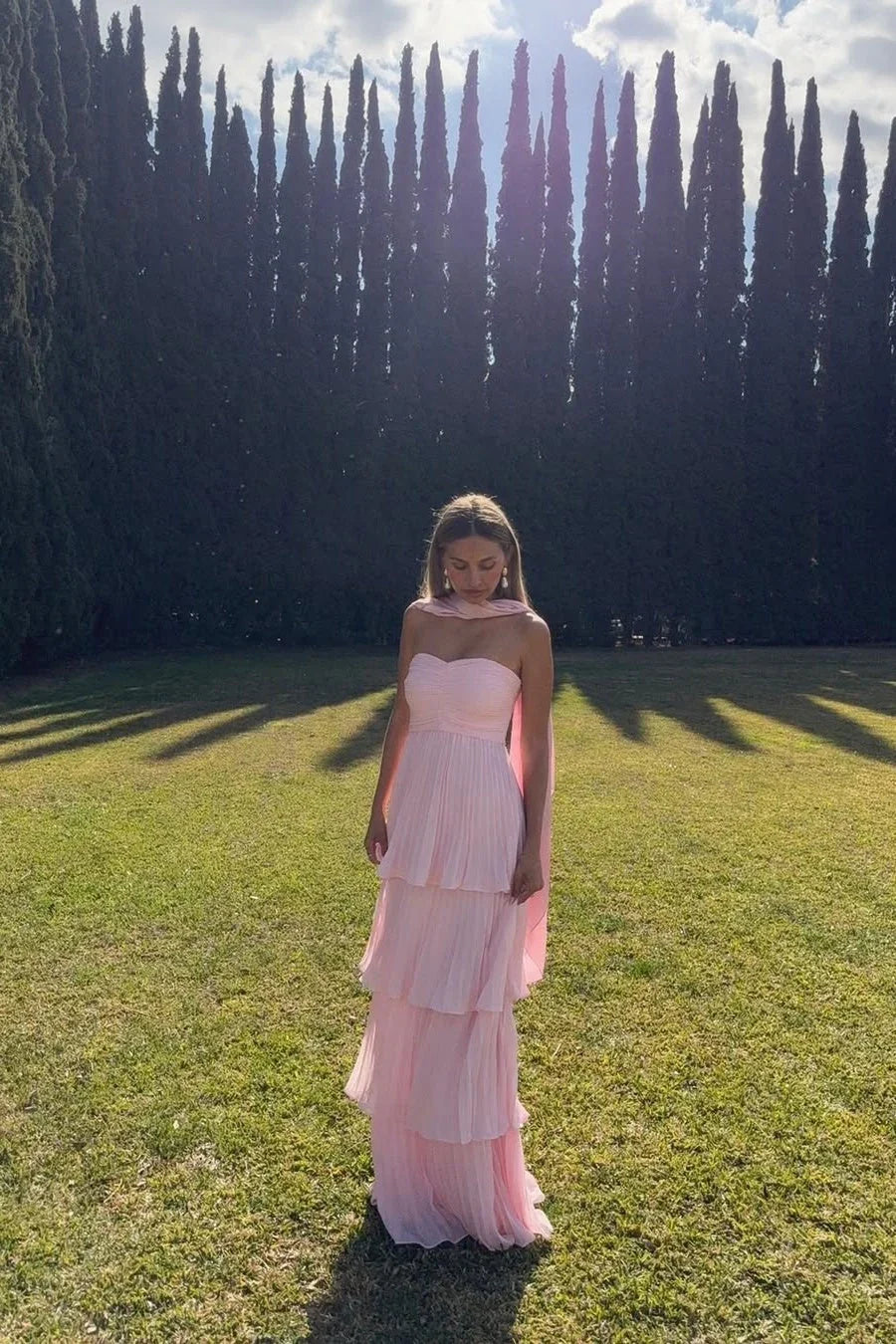 Odessa | Women's Strapless Tiered Maxi Dress