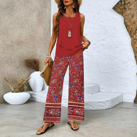 Analy - Sleeveless Top And Wide-Leg Pants Set