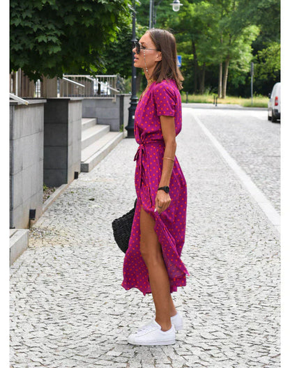 Floral Maxi Dress V Neck Wrap Silhouette Lightweight