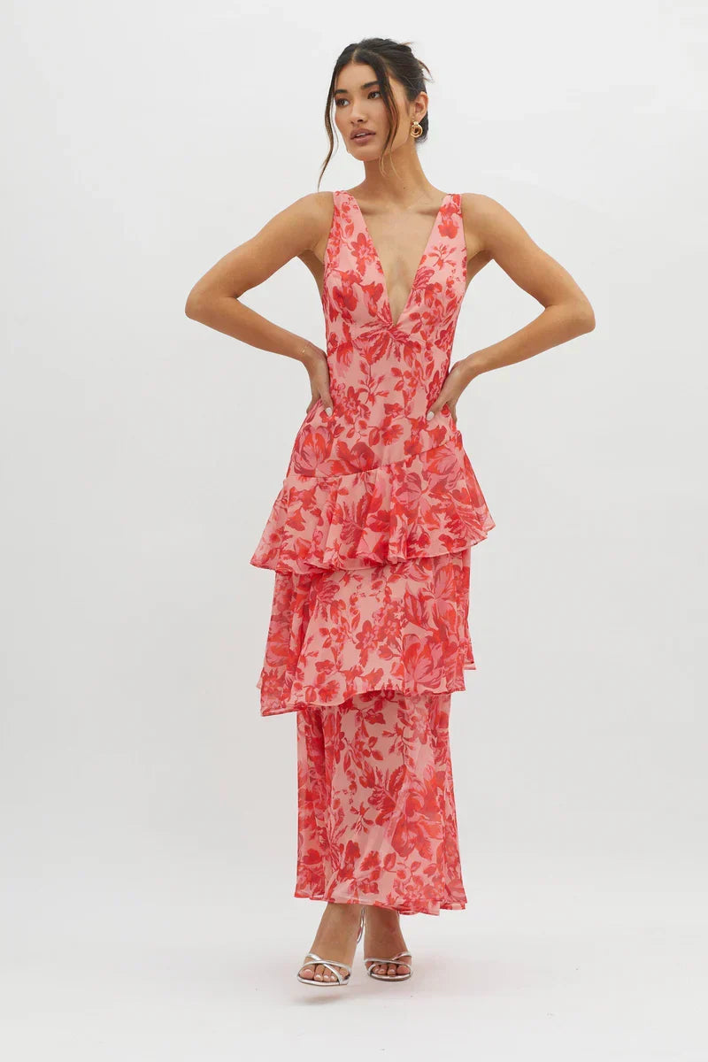 LISA | Elegant Floral Midi Dress