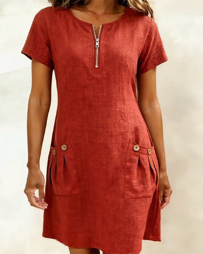 LINEN ZIP DRESS