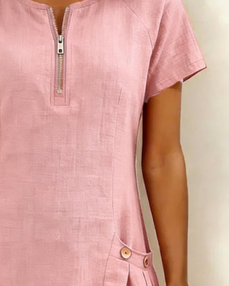 LINEN ZIP DRESS