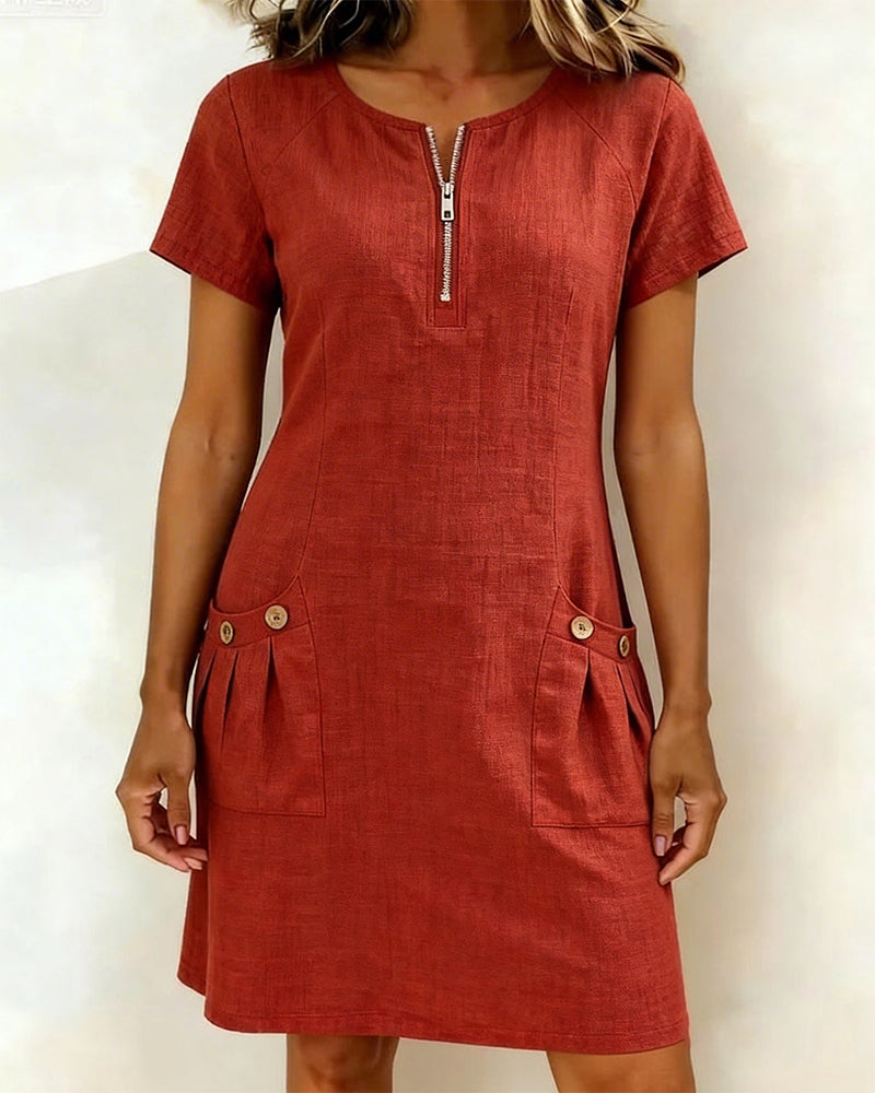 LINEN ZIP DRESS