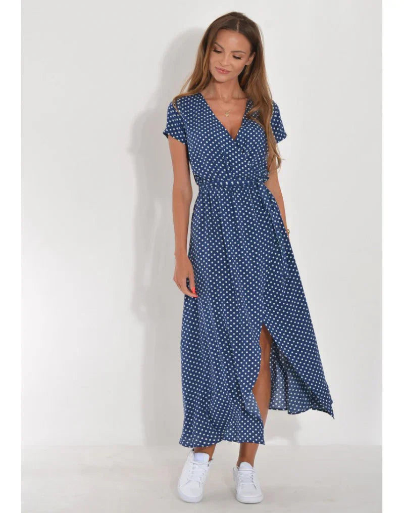 Floral Maxi Dress V Neck Wrap Silhouette Lightweight