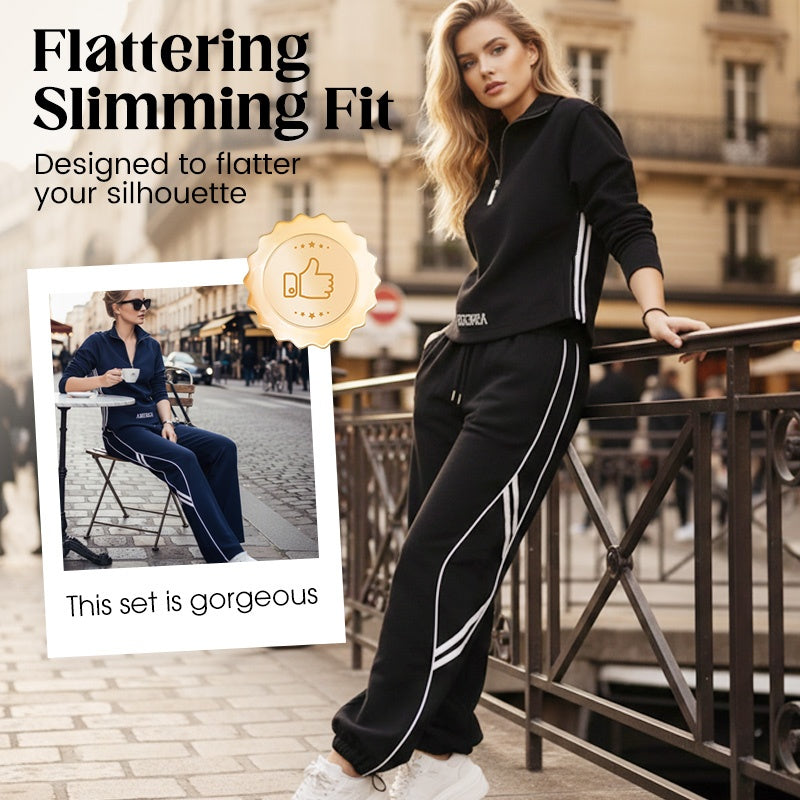 Women's Half-Zip Casual Tracksuit Set