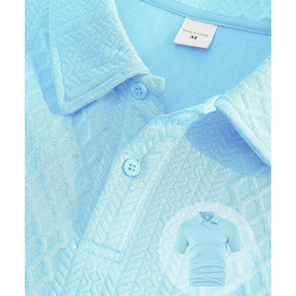 Men’s Diamond Pattern Turn-Down Collar Short Sleeve Top & Drawstring Shorts 2-Piece Set