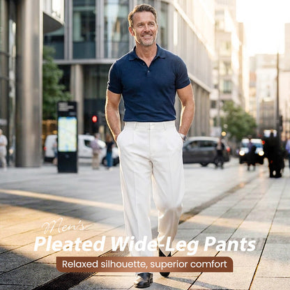 Men's Casual Wide-Leg Pants – Breezy pleated front, easy pull-on style