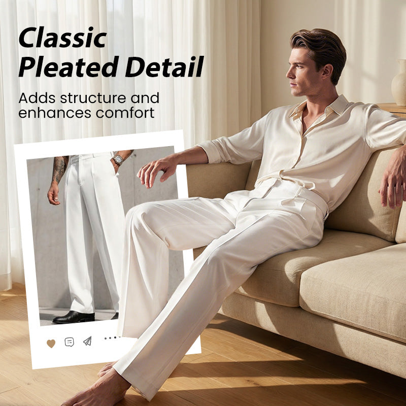 Men's Casual Wide-Leg Pants – Breezy pleated front, easy pull-on style
