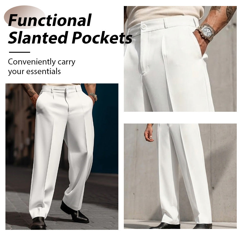 Men's Casual Wide-Leg Pants – Breezy pleated front, easy pull-on style