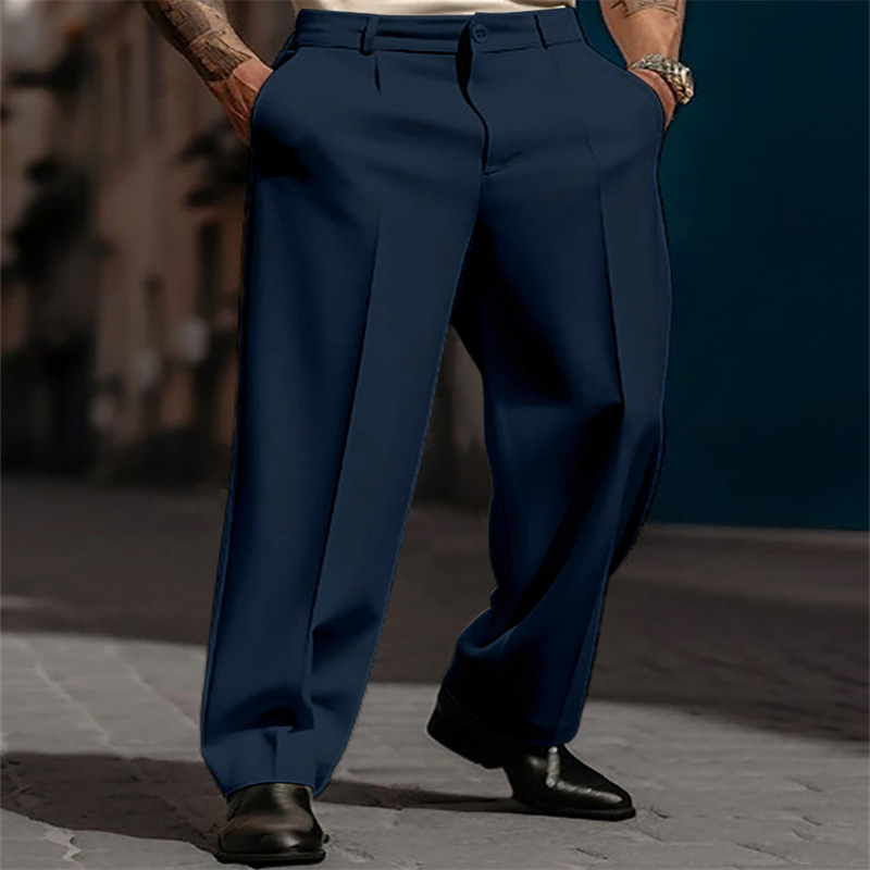 Men's Casual Wide-Leg Pants – Breezy pleated front, easy pull-on style