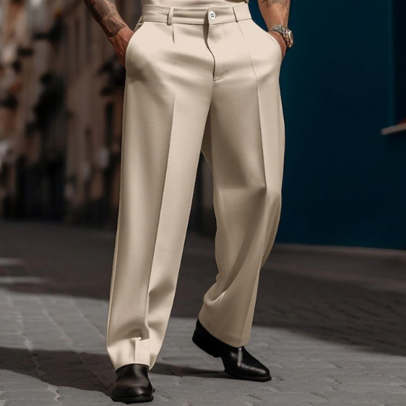 Men's Casual Wide-Leg Pants – Breezy pleated front, easy pull-on style