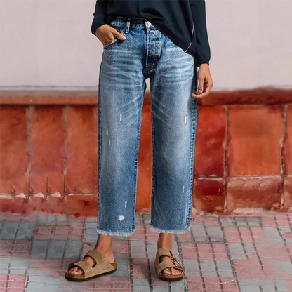 Women’s retro cropped straight-leg jeans