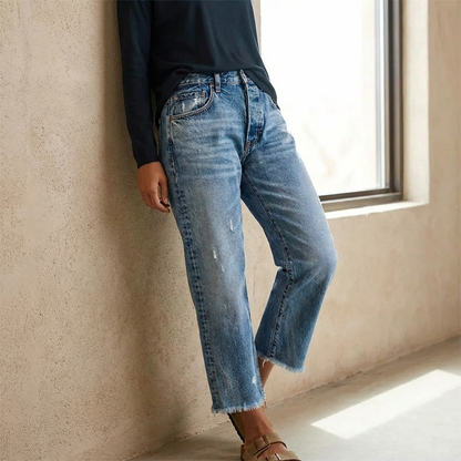 Women’s retro cropped straight-leg jeans