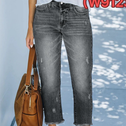 Women’s retro cropped straight-leg jeans