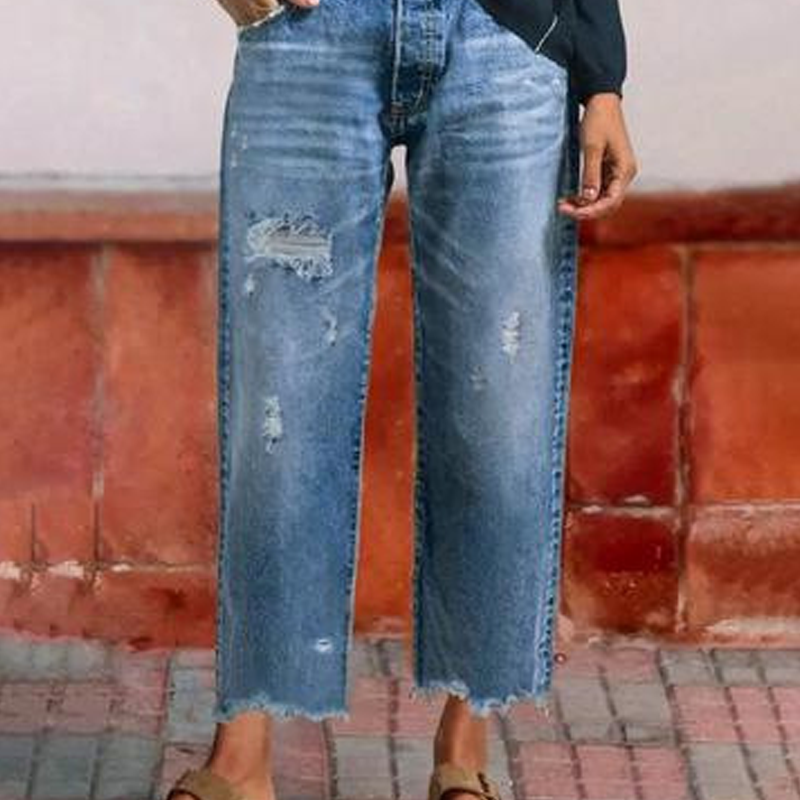 Women’s retro cropped straight-leg jeans