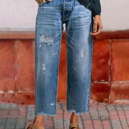 Women’s retro cropped straight-leg jeans