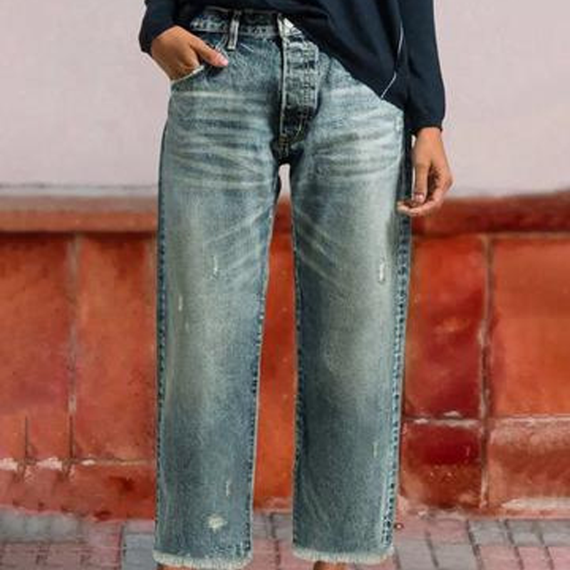 Women’s retro cropped straight-leg jeans